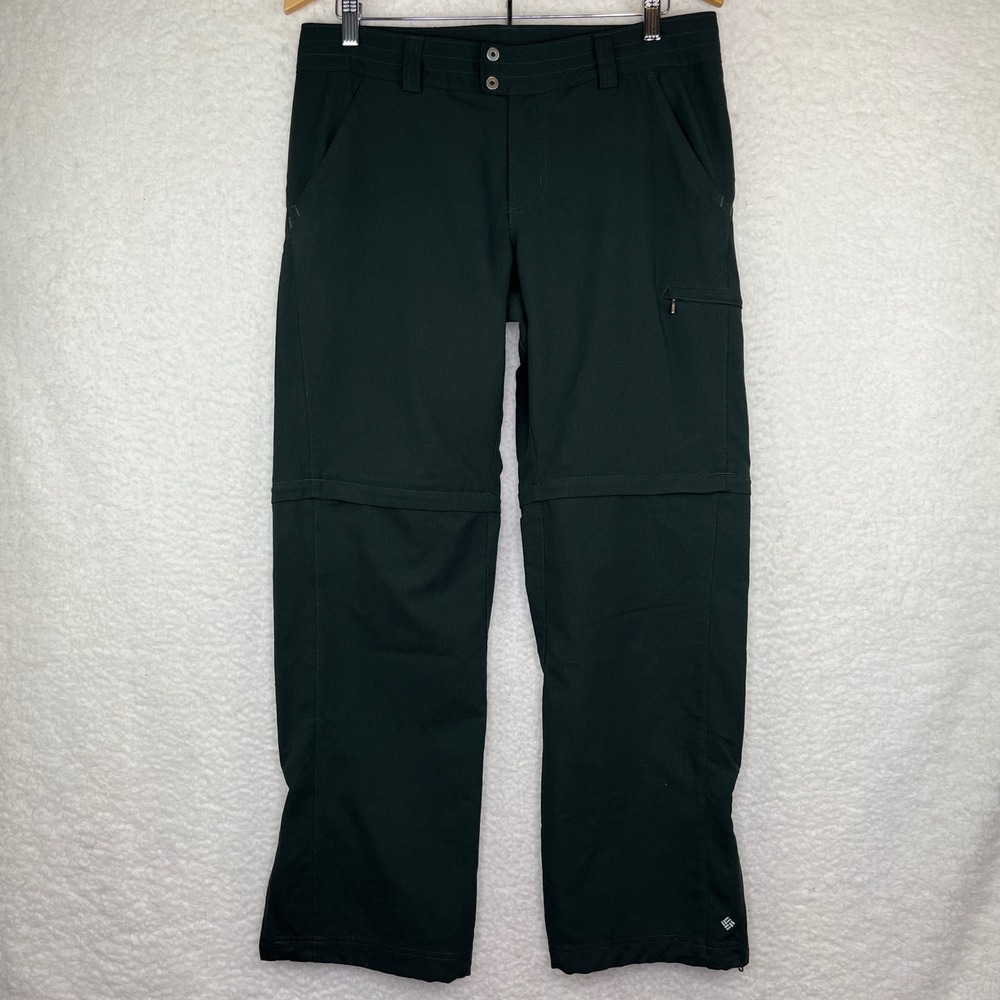 Columbia Omni-Shade Convertible Hiking Pants Green Womens 10 Short Zip Off Leg